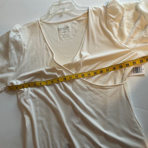 Torrid NEW Super Soft Top Womens 2X Fitted Ribbed V-Neck Novelty Sleeve Surplice - Picture 9 of 10